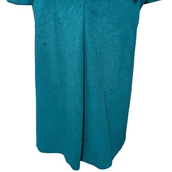 Vintage Teal 100% Wool Coat - Size 6 Petite, Crystal Detail - Picture 6 of 13
